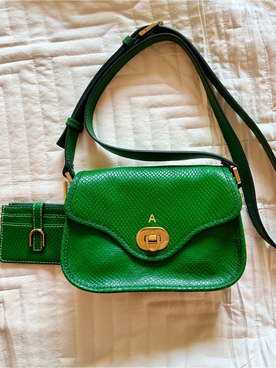 Fossil Handbags - Fossil 2 pc set Heritage Green Python leather crossbody bag & card wallet NWOT